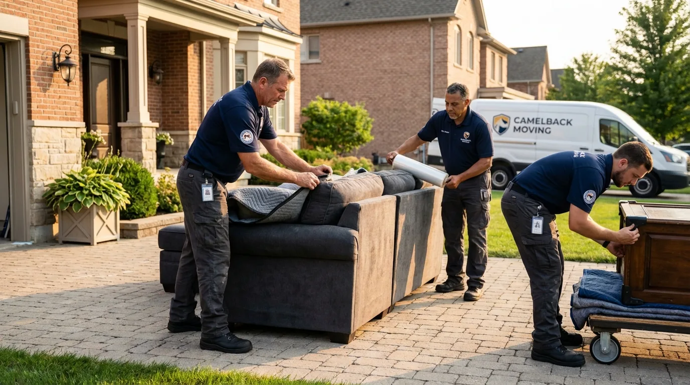 Large estate moving crew wrapping furniture in Decatur, GA